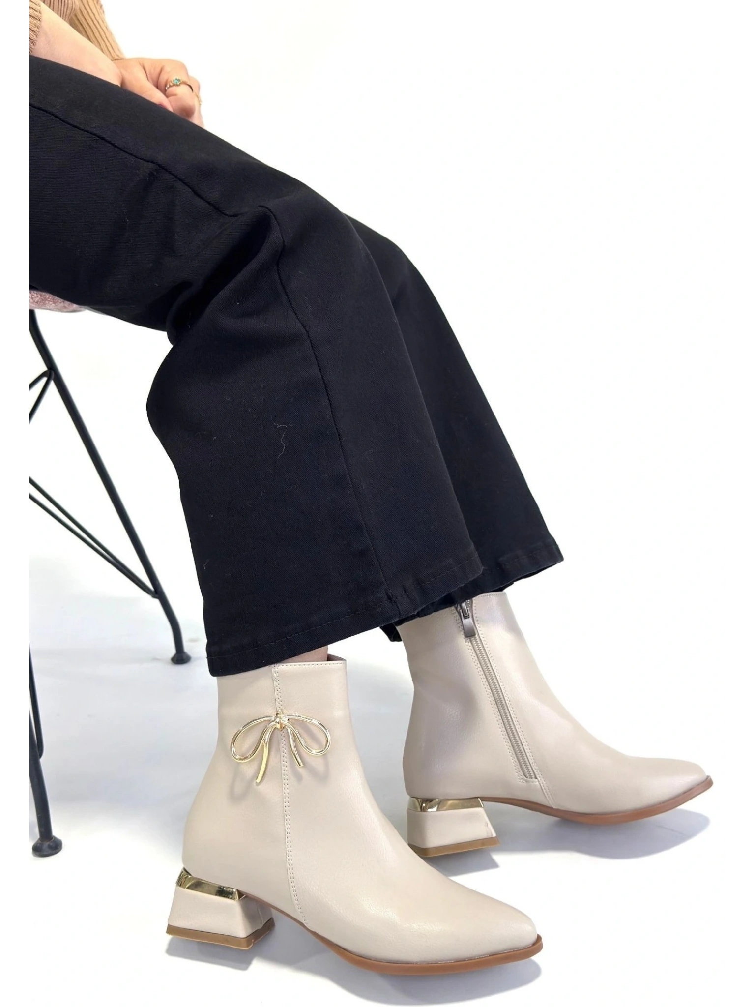 Harly Bej Cilt Topuklu Bot