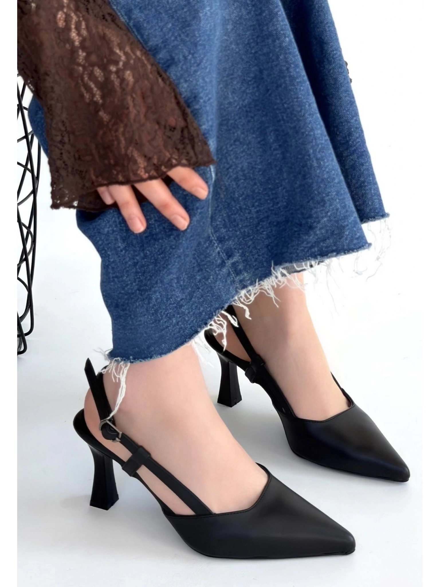 Hoost Siyah Cilt Topuklu Ayakkabı