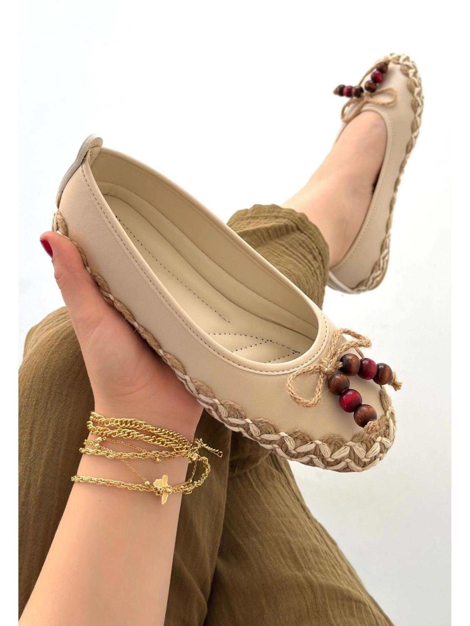 Ilwe Bej Cilt Babet Ayakkabı