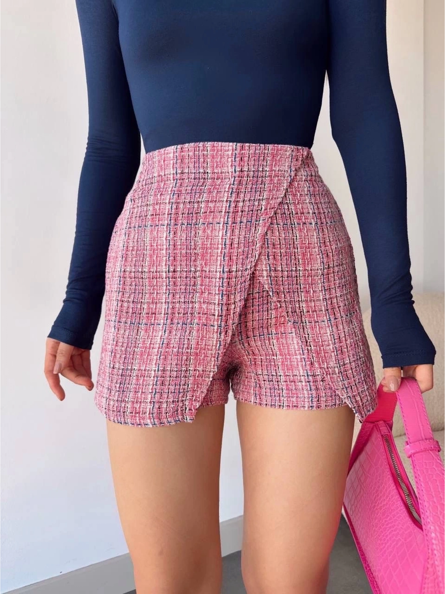 Kapaklı tüvit şort etek kırmızı