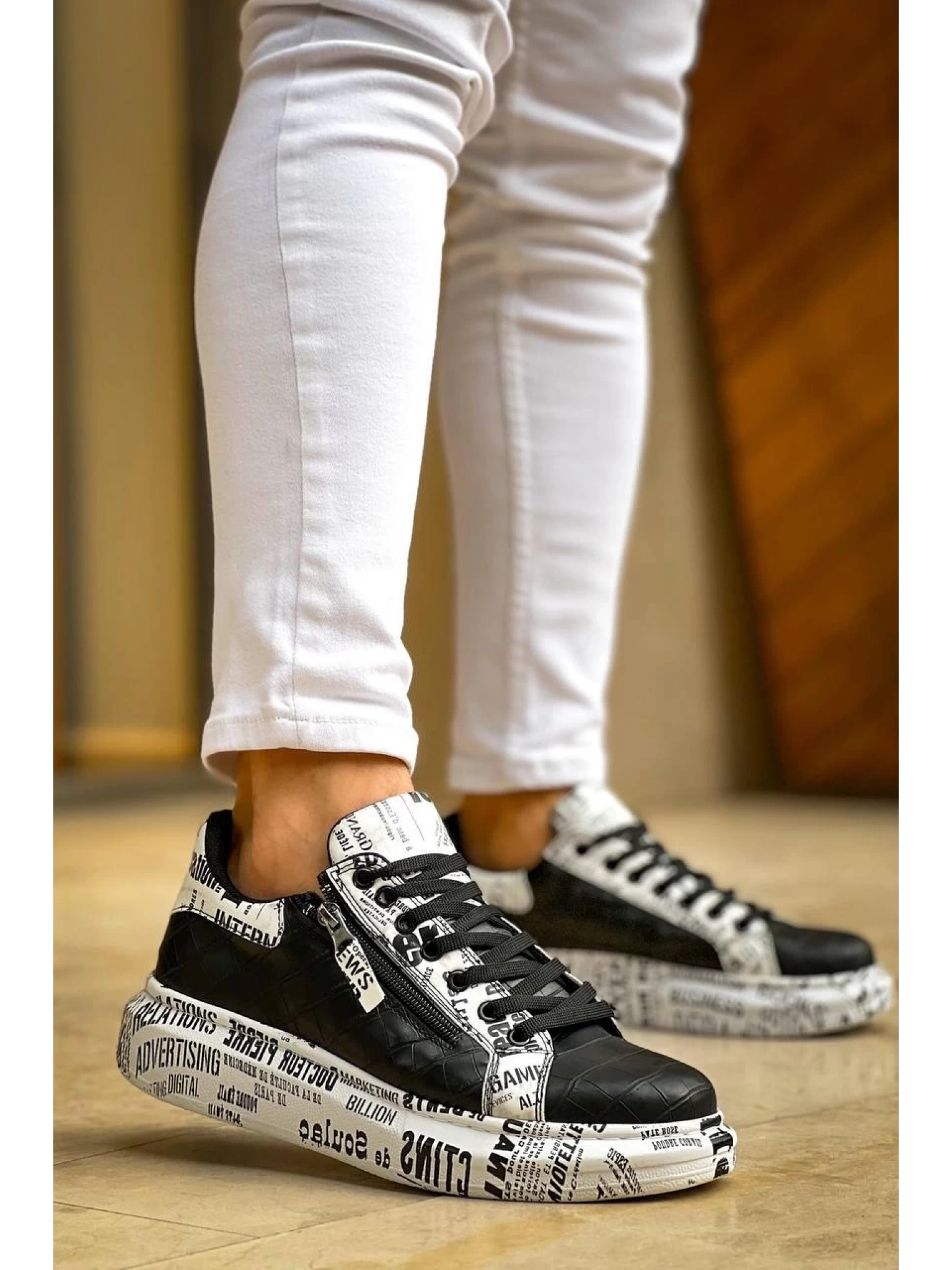 KB-02  Kuback Bağcıklı Crocodile Siyah Gazete Günlük Erkek Ayakkabı