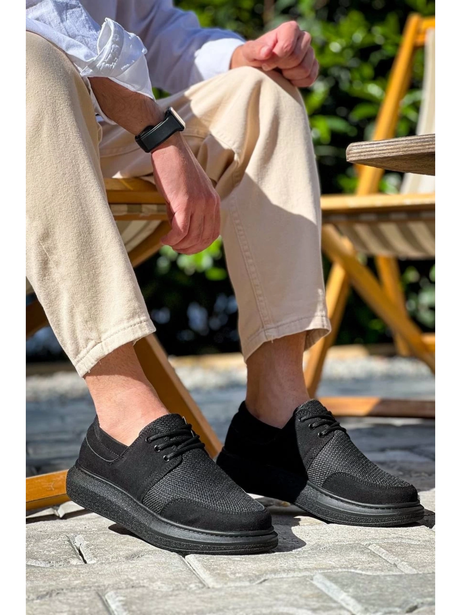 KB-042  Kuback Bağcıklı  Siyah Deri Tozu Siyah Taban Günlük Erkek Ayakkabı