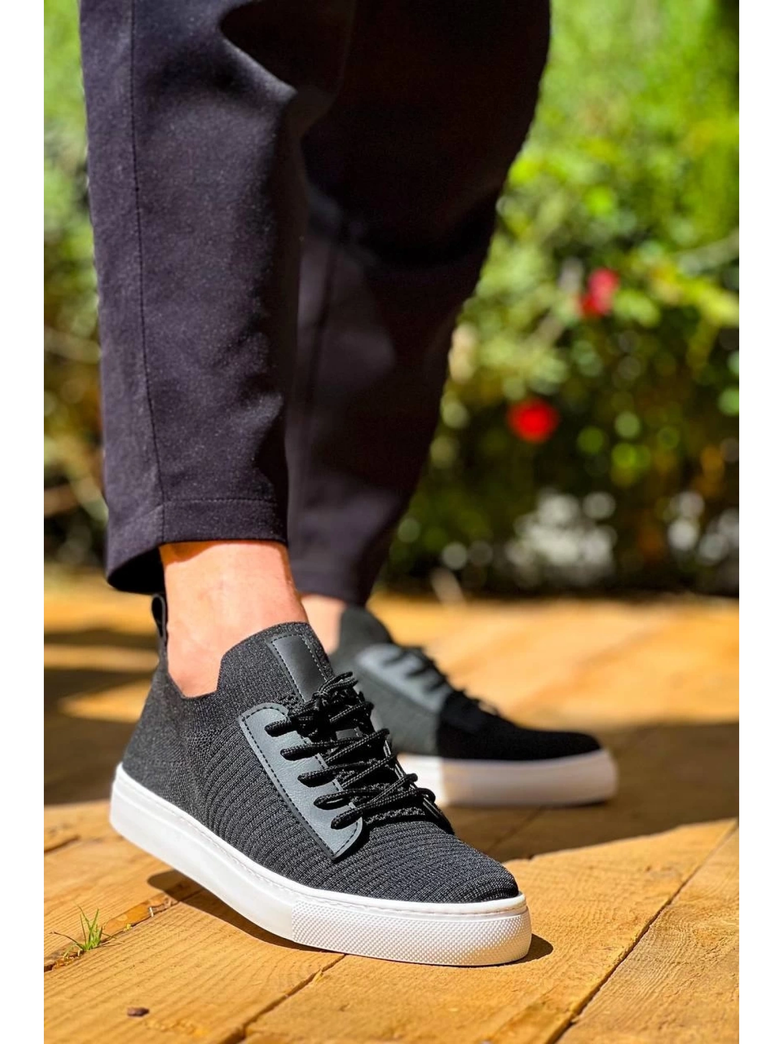 KB-110  Kuback BACK Siyah Triko Yüksek Taban Bağcıklı Günlük Erkek Ayakkabı