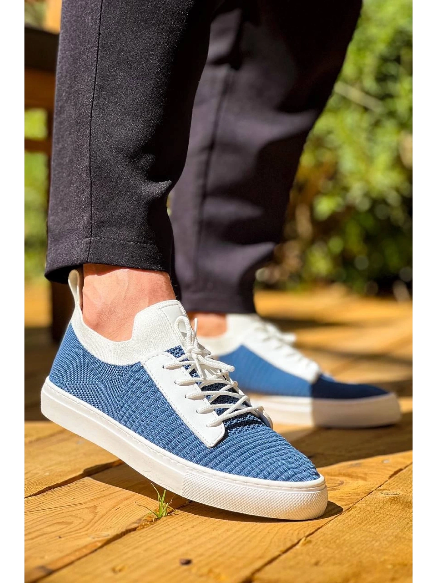 KB-110  Kuback Mavi Triko Yüksek Taban Bağcıklı Günlük Erkek Ayakkabı