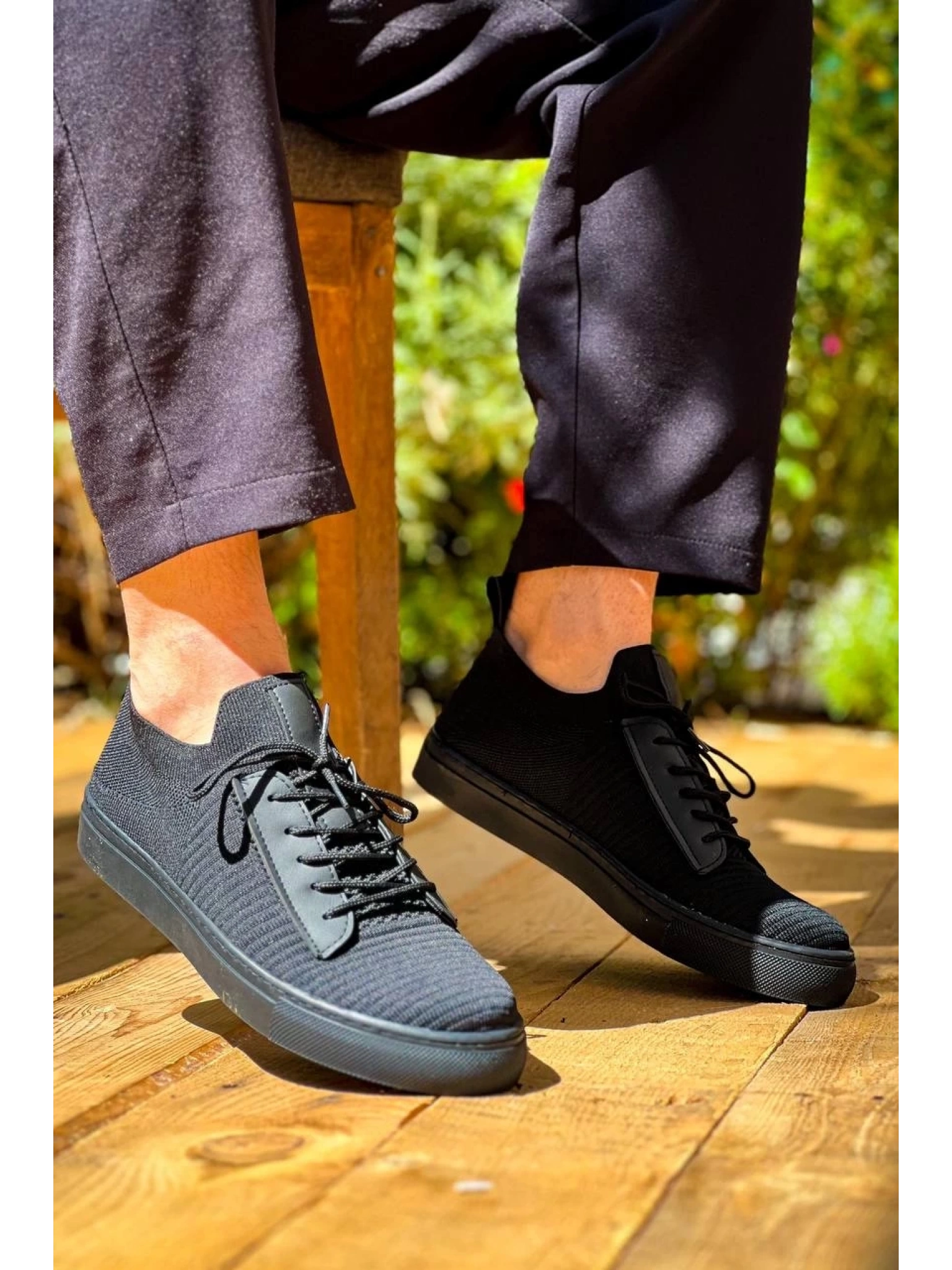 KB-110  Kuback Siyah Triko Siyah Yüksek Taban Bağcıklı Günlük Erkek Ayakkabı