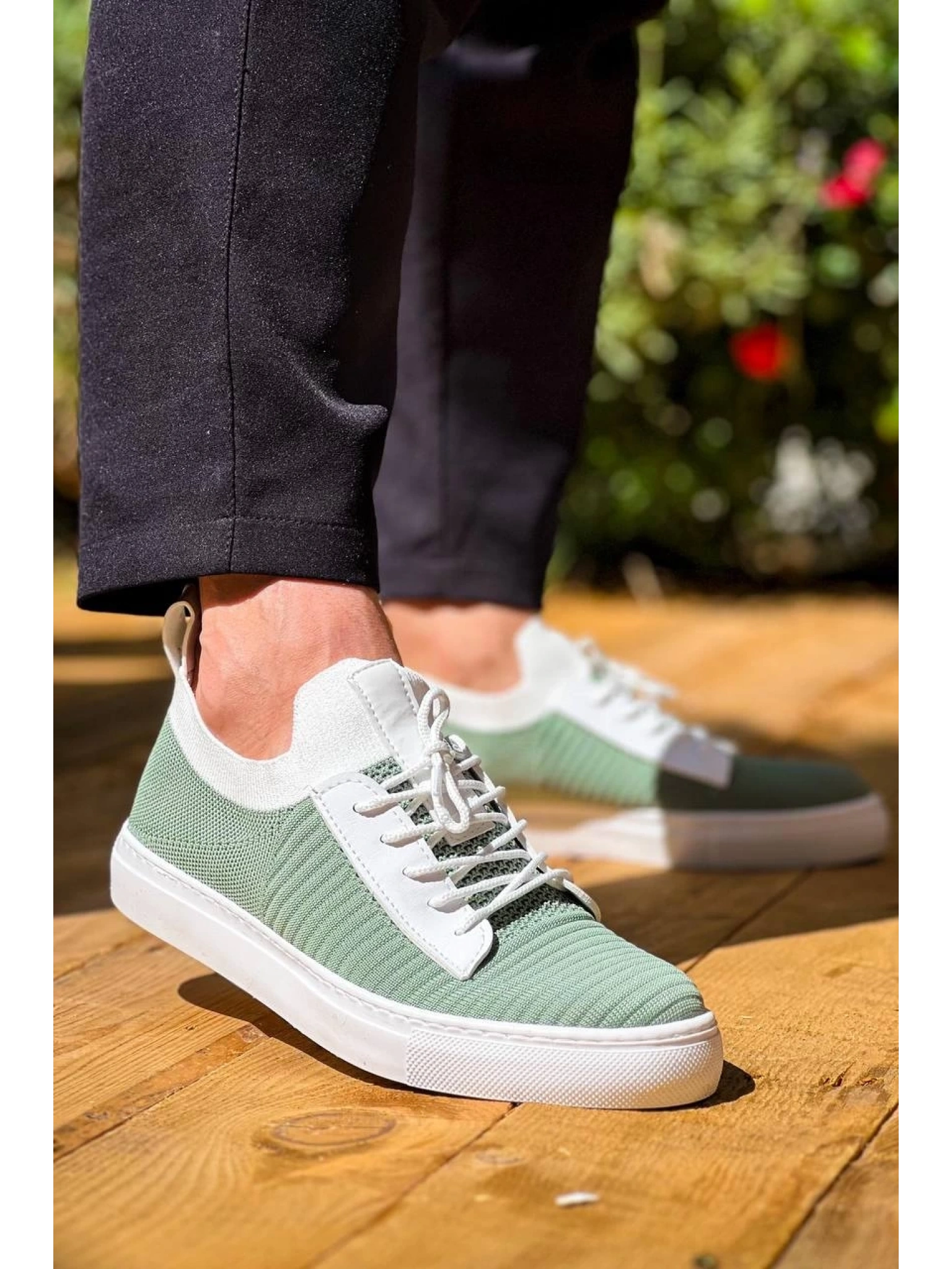 KB-110  Kuback Yeşil Triko Yüksek Taban Bağcıklı Günlük Erkek Ayakkabı