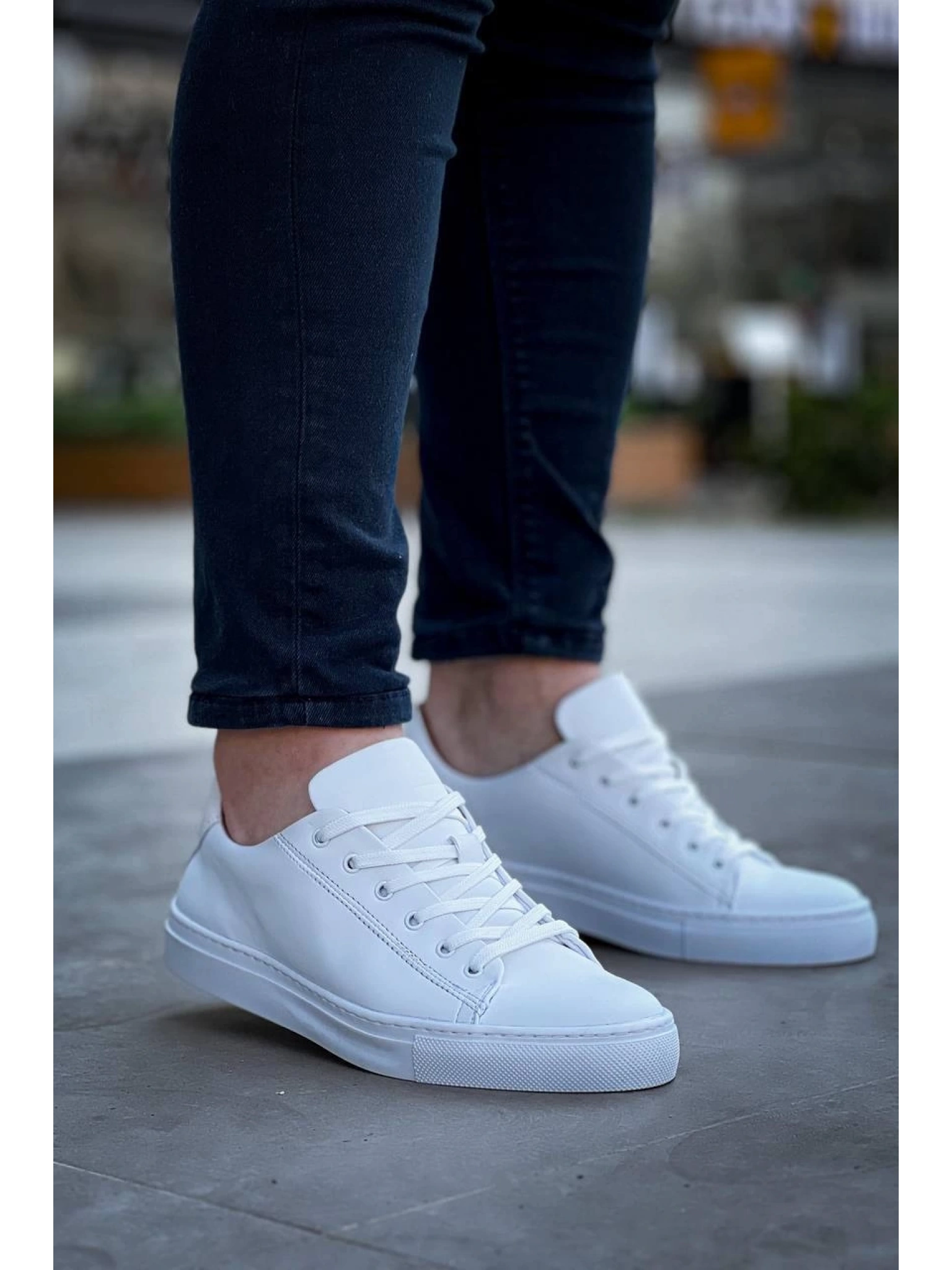 KB-122  Kuback Beyaz Cilt Yüksek Taban Bağcıklı Günlük Erkek Ayakkabı