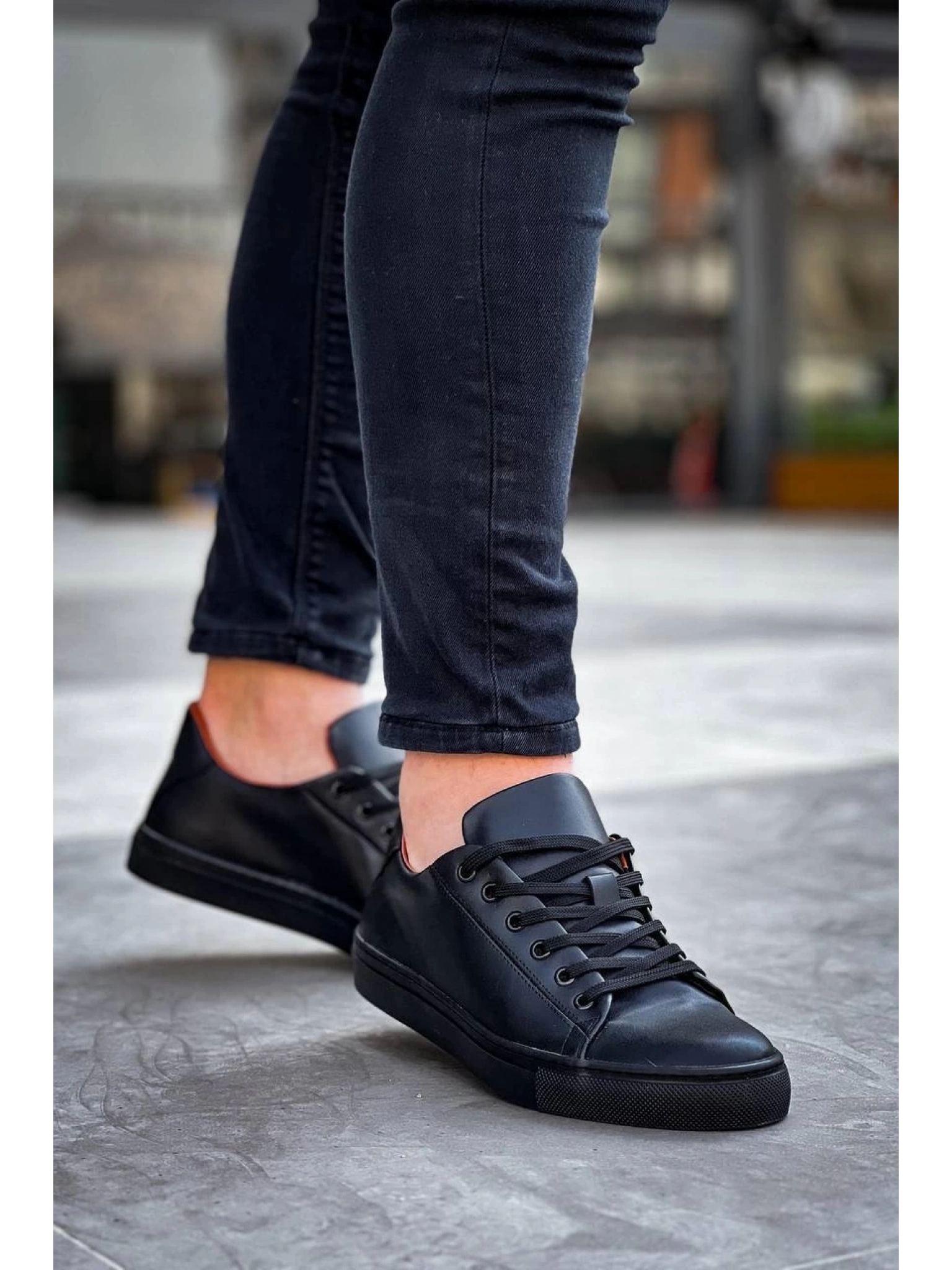 KB-122  Kuback Siyah Cilt Siyah Yüksek Taban Bağcıklı Günlük Erkek Ayakkabı