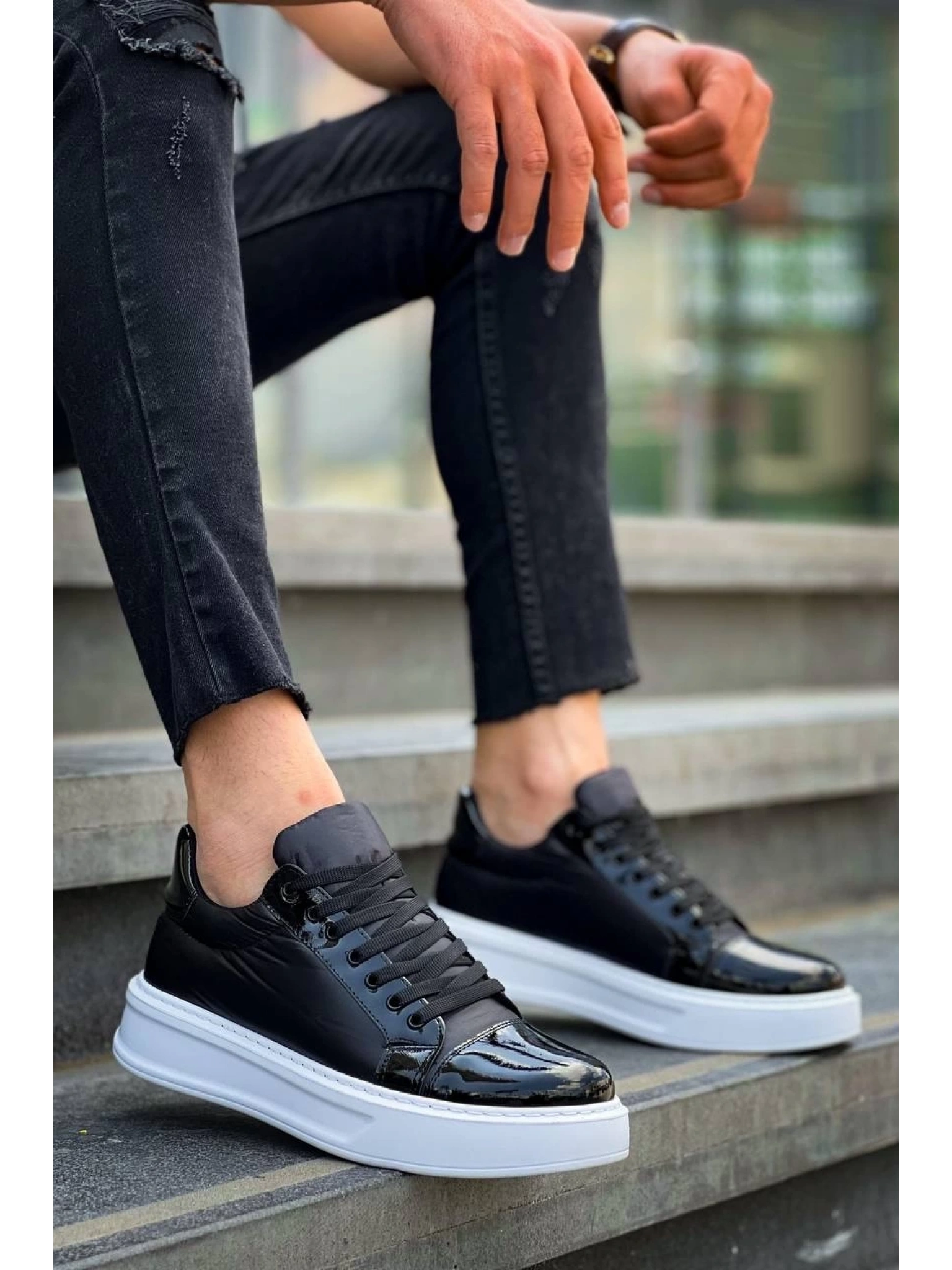 KB-X46 Kuback Siyah Rugan Bağcıklı  Günlük Erkek Ayakkabı