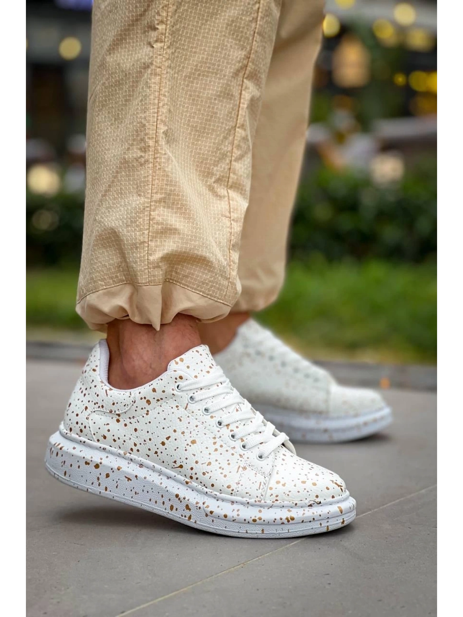 KB-X500  Kuback Beyaz Gold  Bağcıklı  Günlük Erkek  Ayakkabı