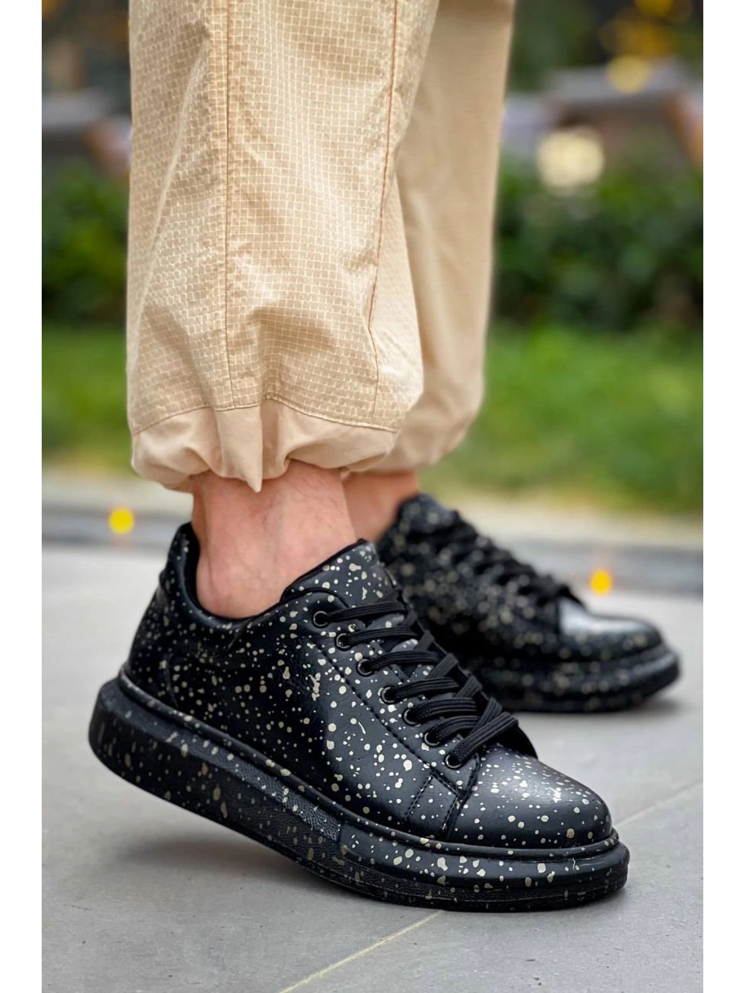 KB-X500  Kuback Siyah Gold  Bağcıklı  Günlük Erkek  Ayakkabı