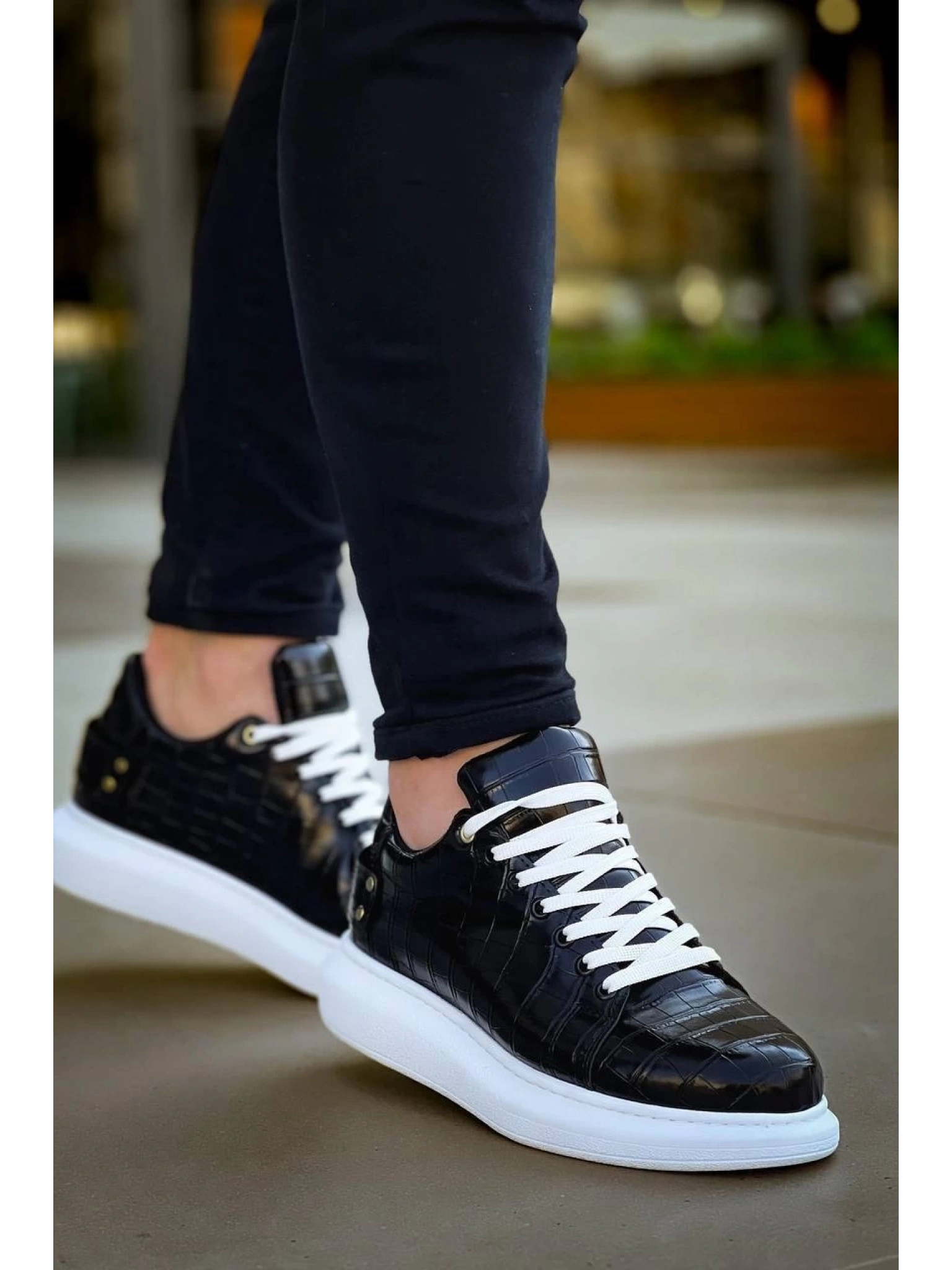 KB047  Kuback SİYAH Crocodile Günlük Erkek  Ayakkabı