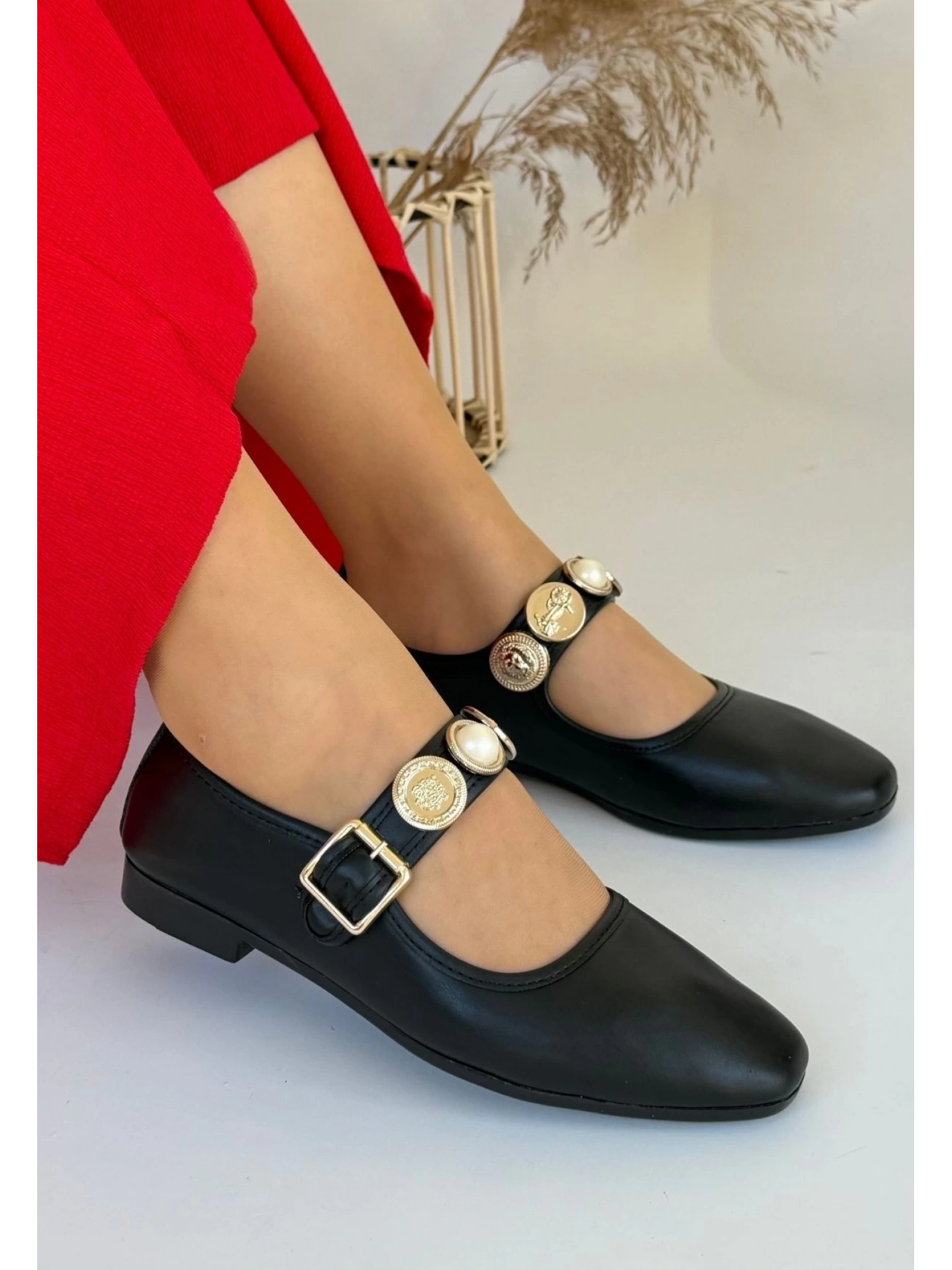 Koope Siyah Cilt Babet Ayakkabı