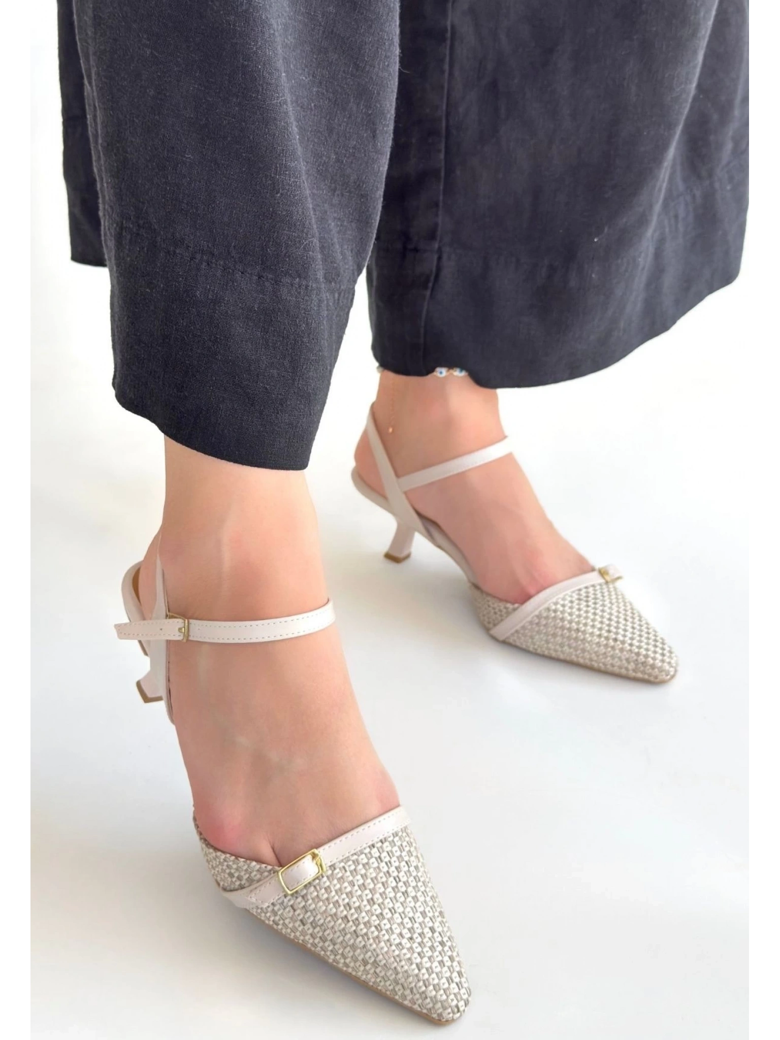 Lanna Bej Cilt Topuklu Ayakkabı