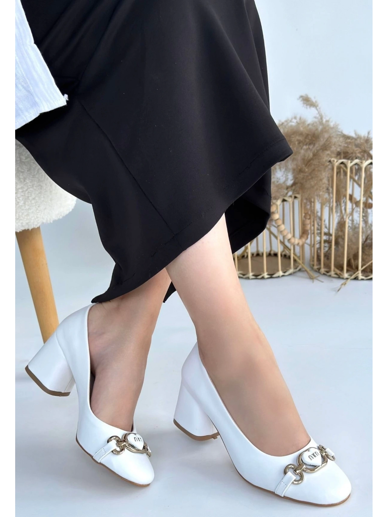 Lucky Beyaz Cilt Topuklu Ayakkabı