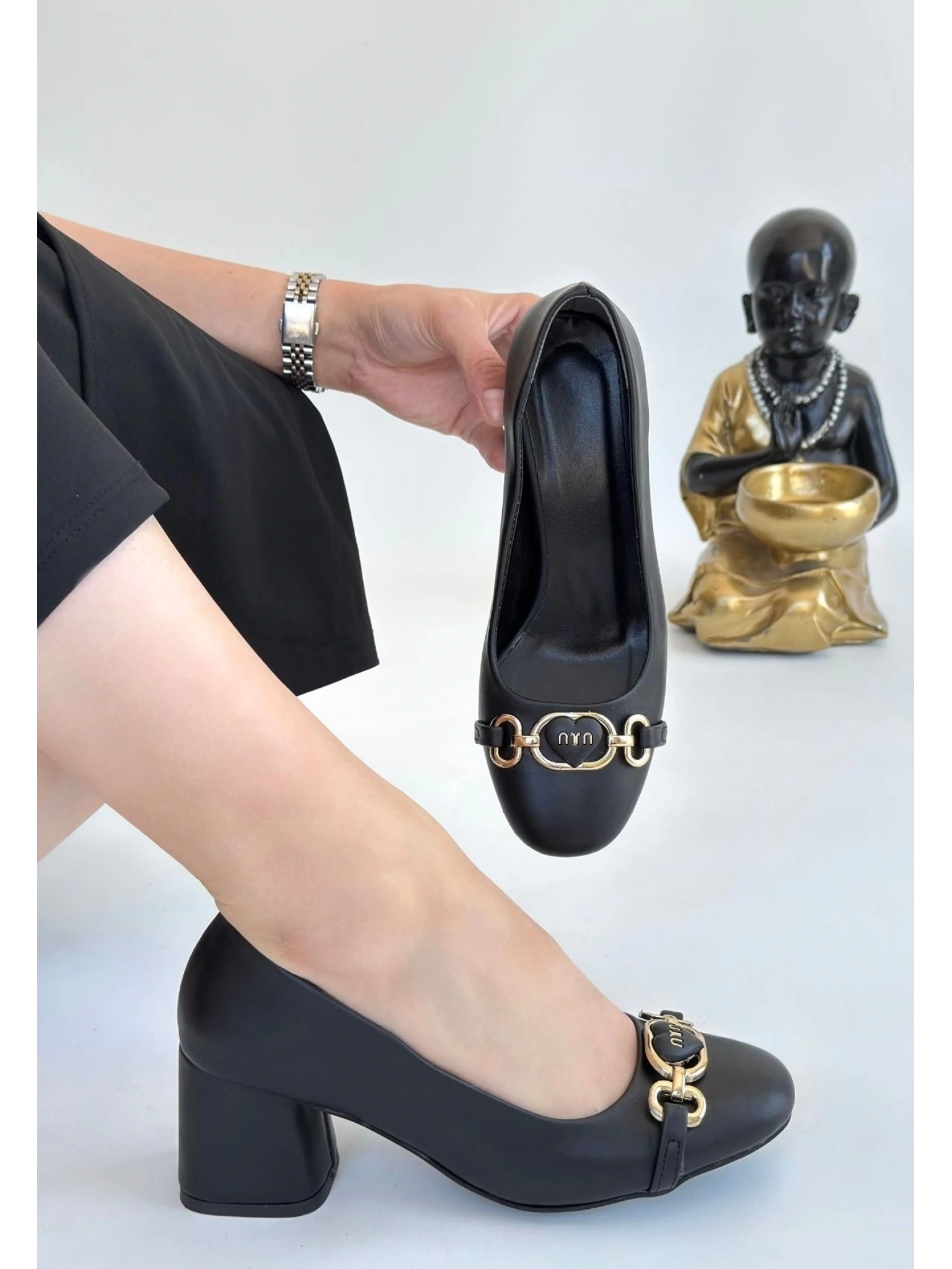 Lucky Siyah Cilt Topuklu Ayakkabı