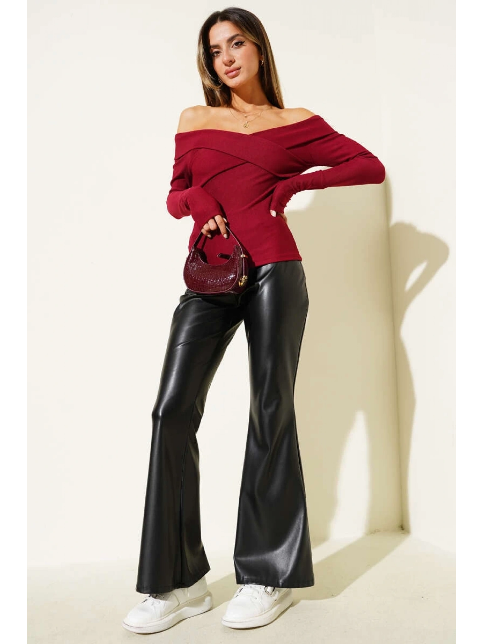 Madonna Çapraz Yaka Bluz Bordo t4331