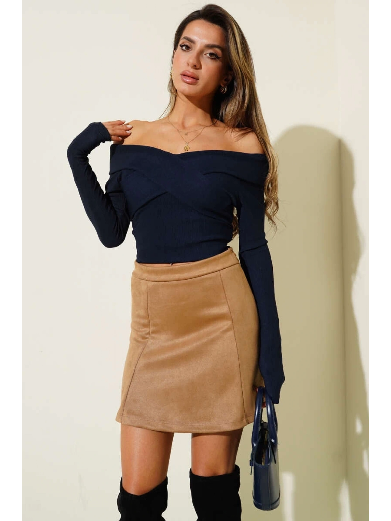 Madonna Çapraz Yaka Bluz lacivert t4331