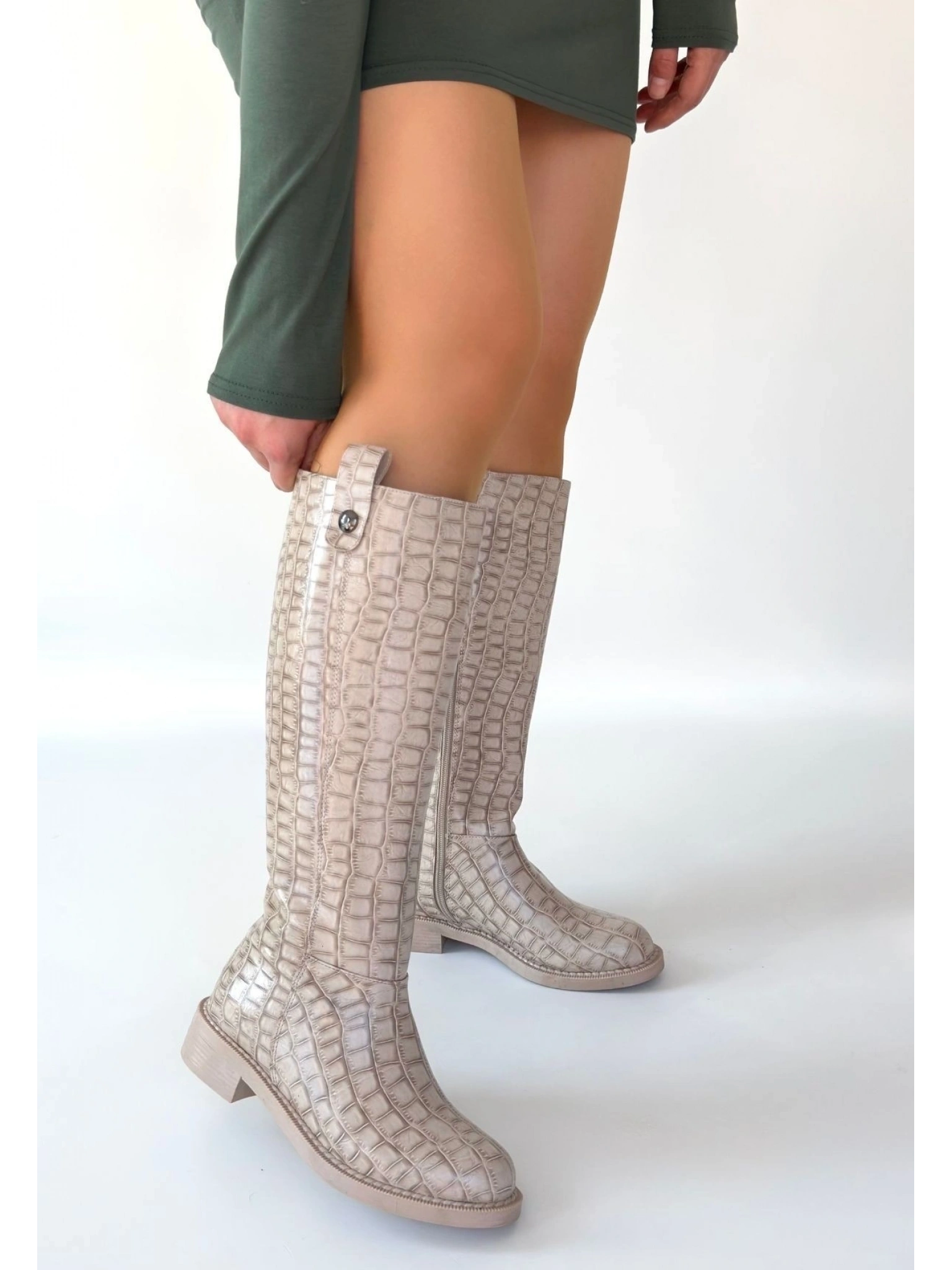 Metta Bej Cilt Desenli Çizme