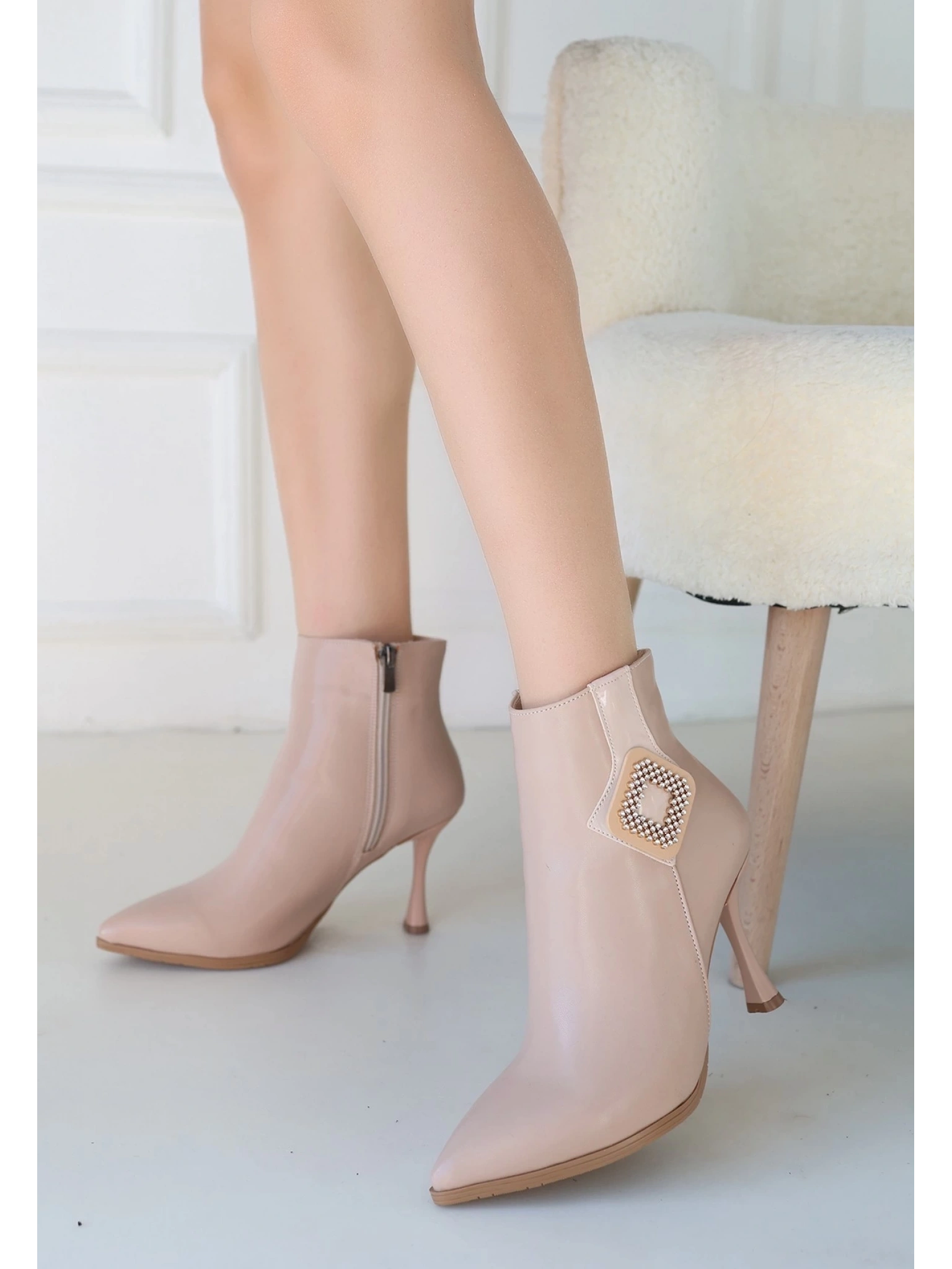 Moose Nude Cilt Topuklu Bot