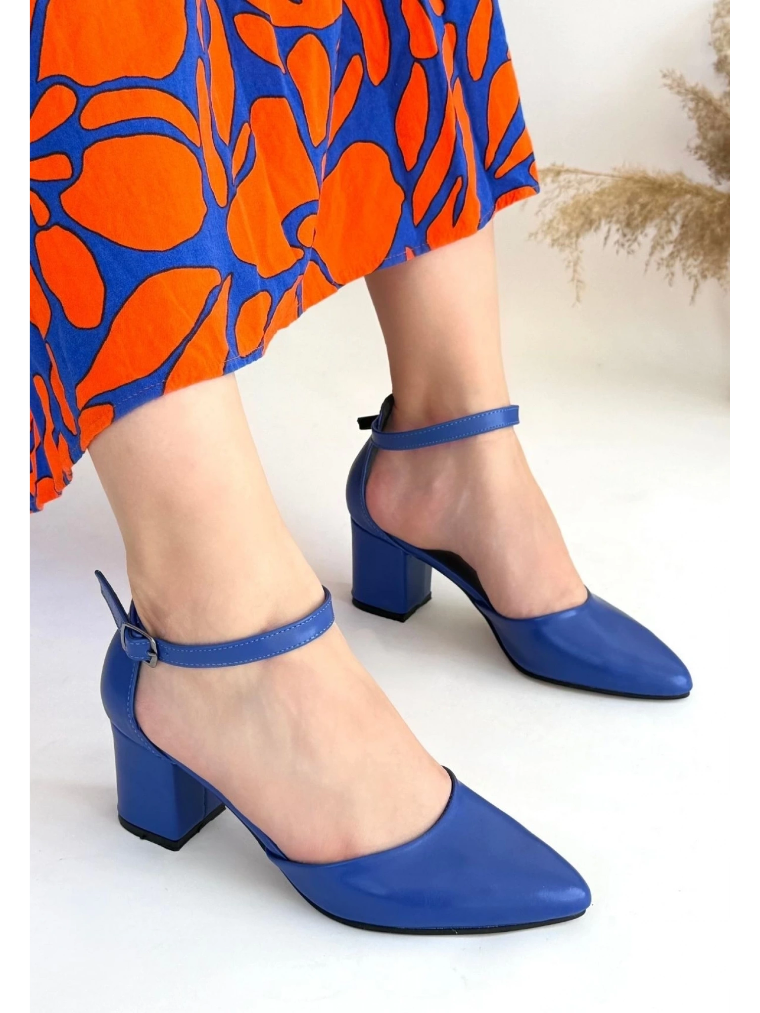 Mulen Mavi Cilt Topuklu Ayakkabı