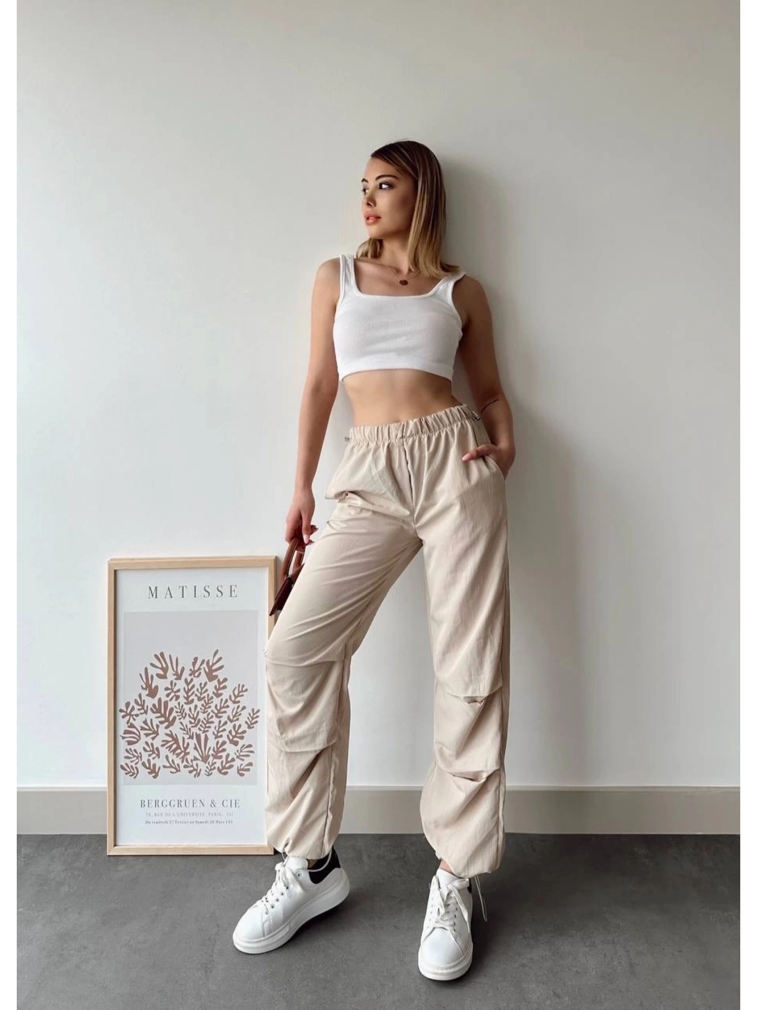 Paraşüt pantolon bej