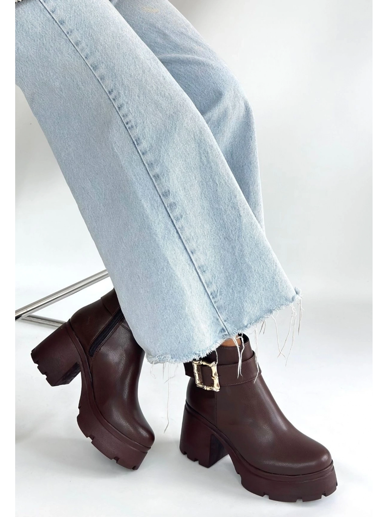 Pinma Kahverengi Cilt Topuklu Bot