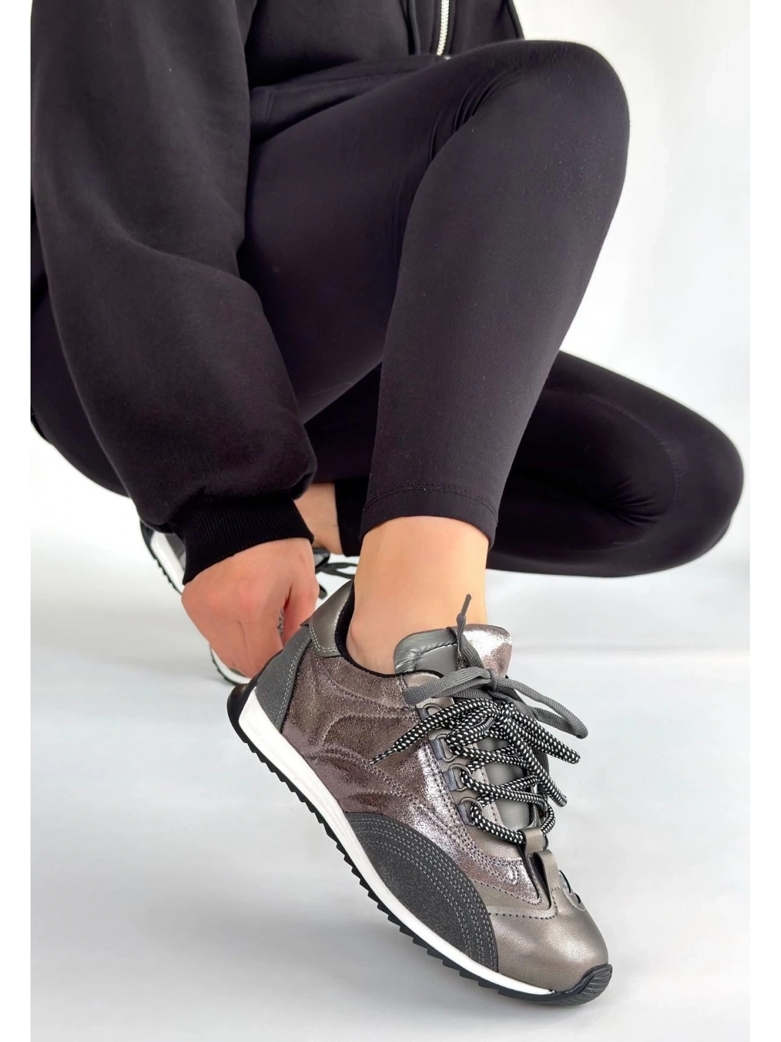 Ranu Platin Cilt Paraşüt Detaylı Bağcıklı Spor Ayakkabı