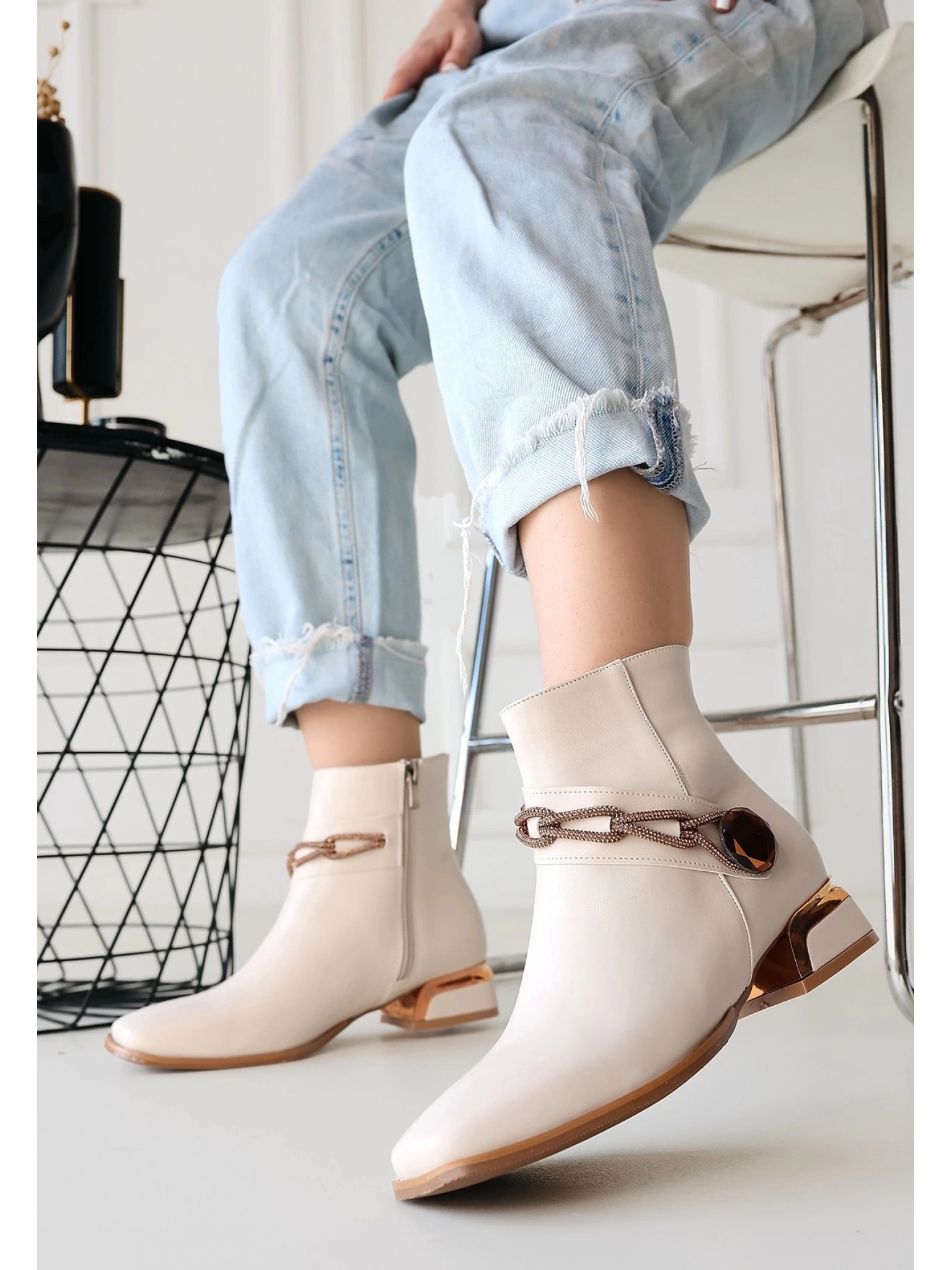 Roxani Bej Cilt Topuklu Bot