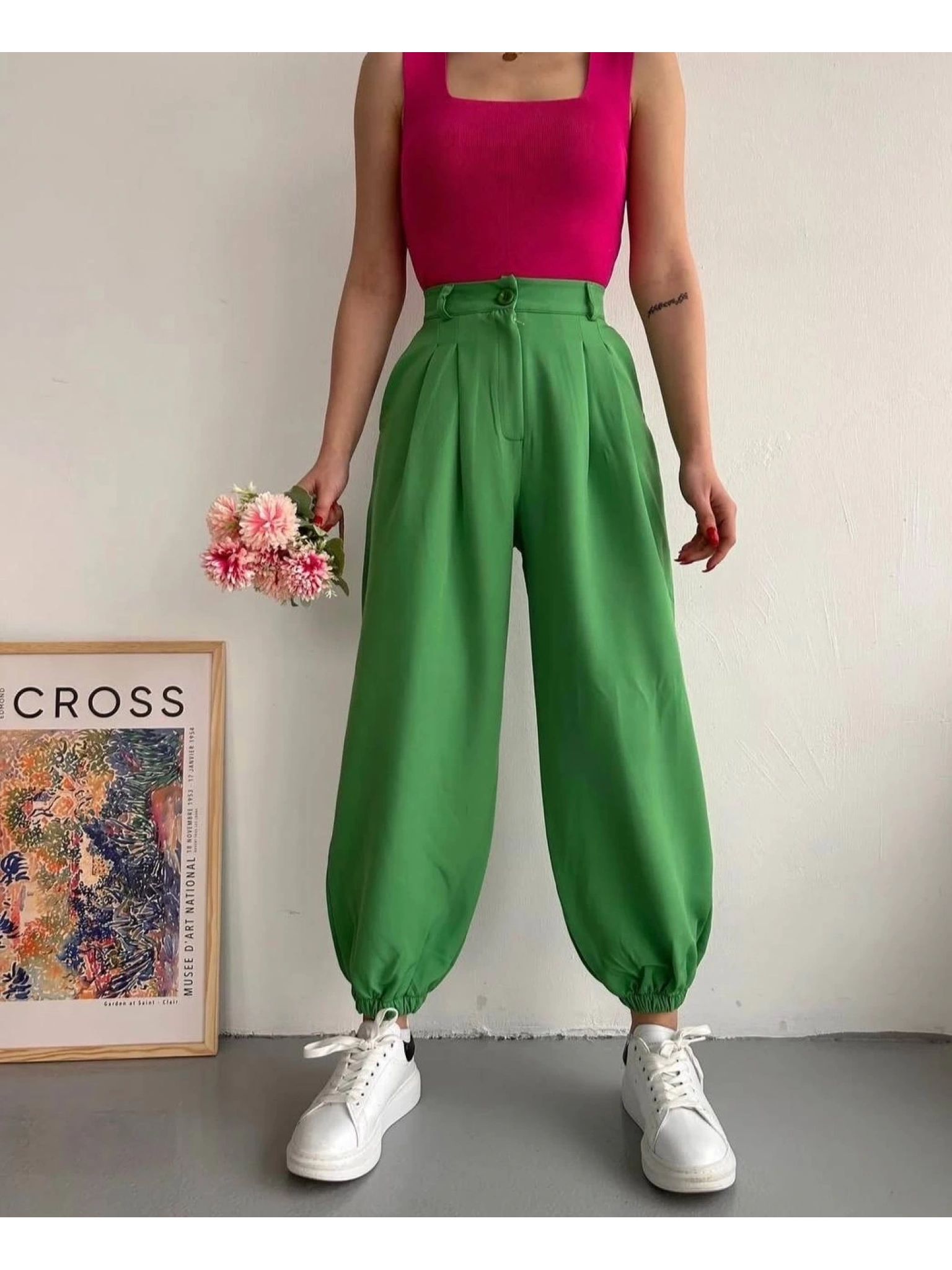 Şalvar pantolon yeşil s23202