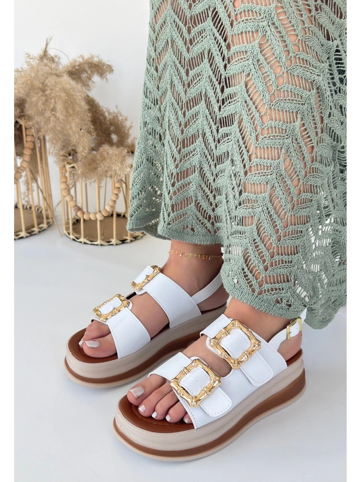 Stan Beyaz Cilt Sandalet