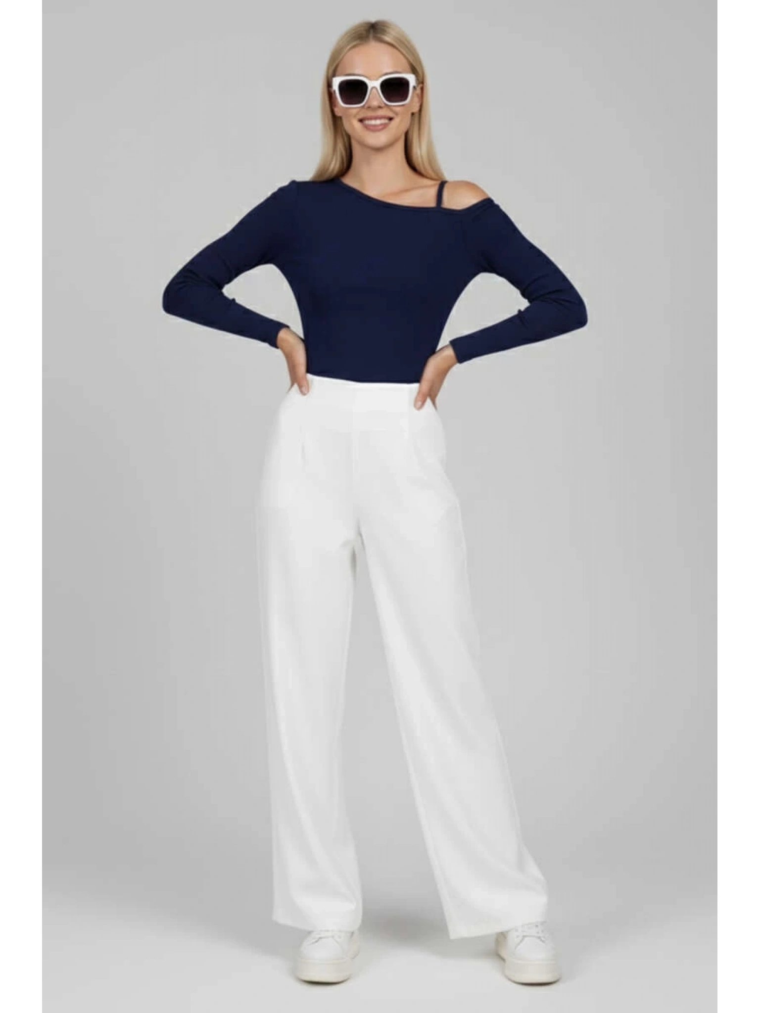 Tek Omuz İpli Bluz Lacivert T4328