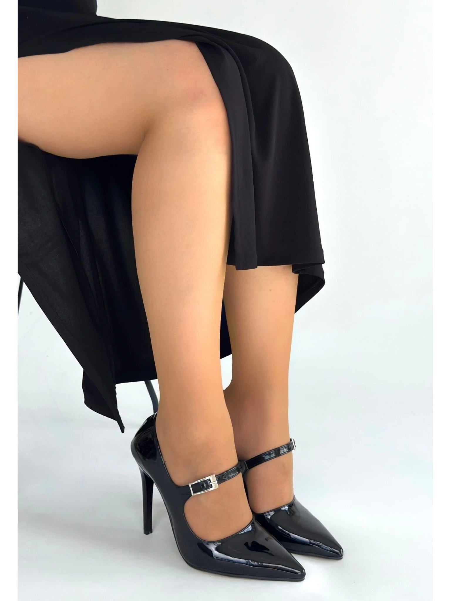 Tiej Siyah Rugan Stiletto Ayakkabı