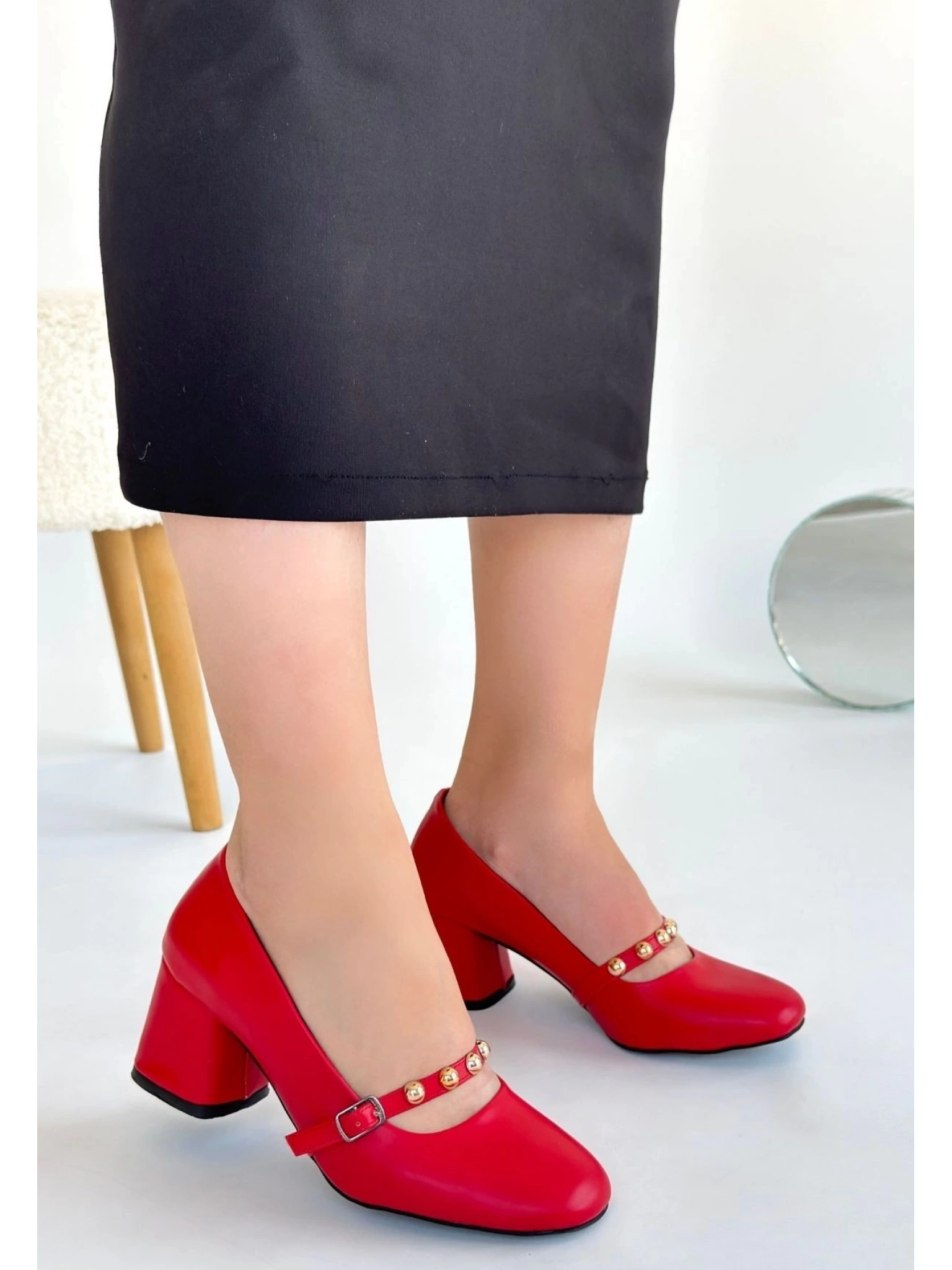 Tino Kırmızı Cilt Topuklu Ayakkabı