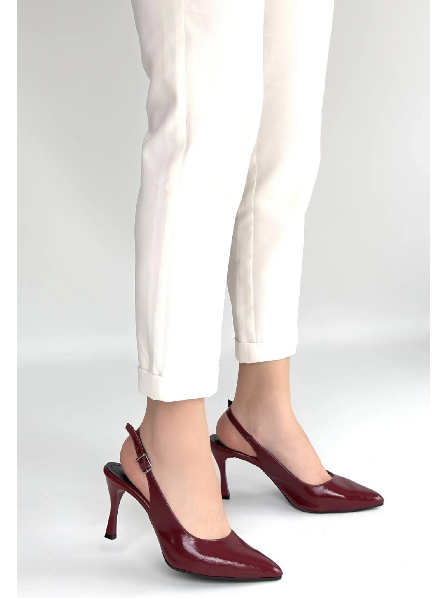 Uster Bordo Rugan Topuklu Ayakkabı