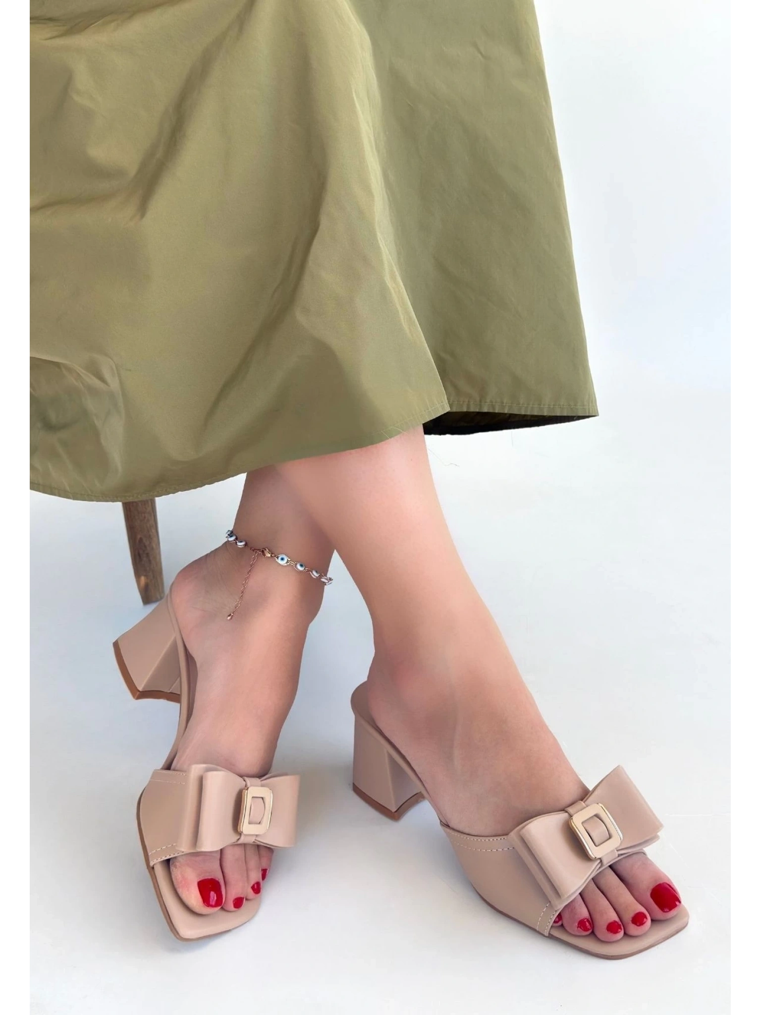 Veor Nude Cilt Topuklu Terlik