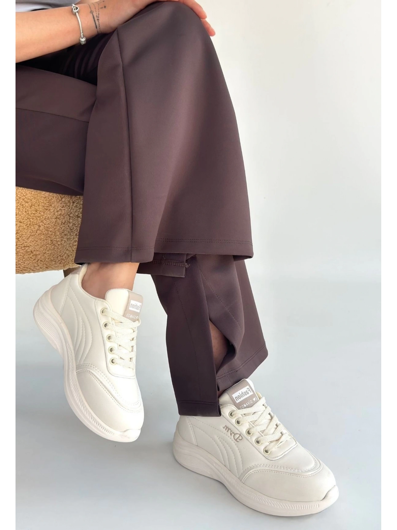 Yejja Bej Cilt Bağcıklı Spor Ayakkabı