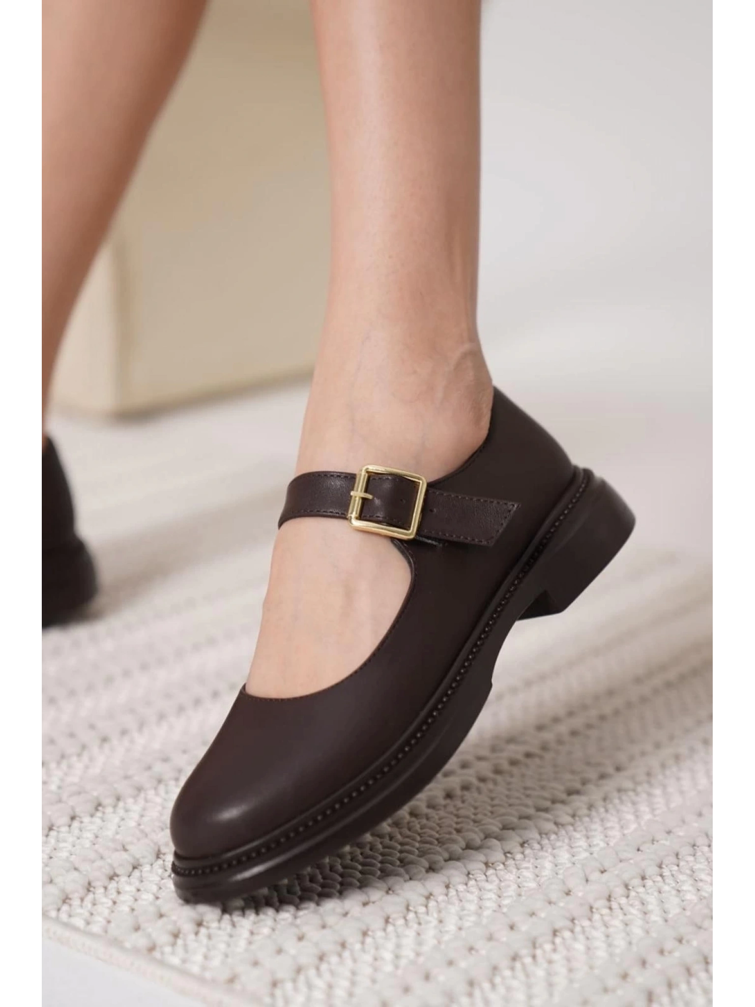 Yokox Kahverengi Cilt Oxford Ayakkabı