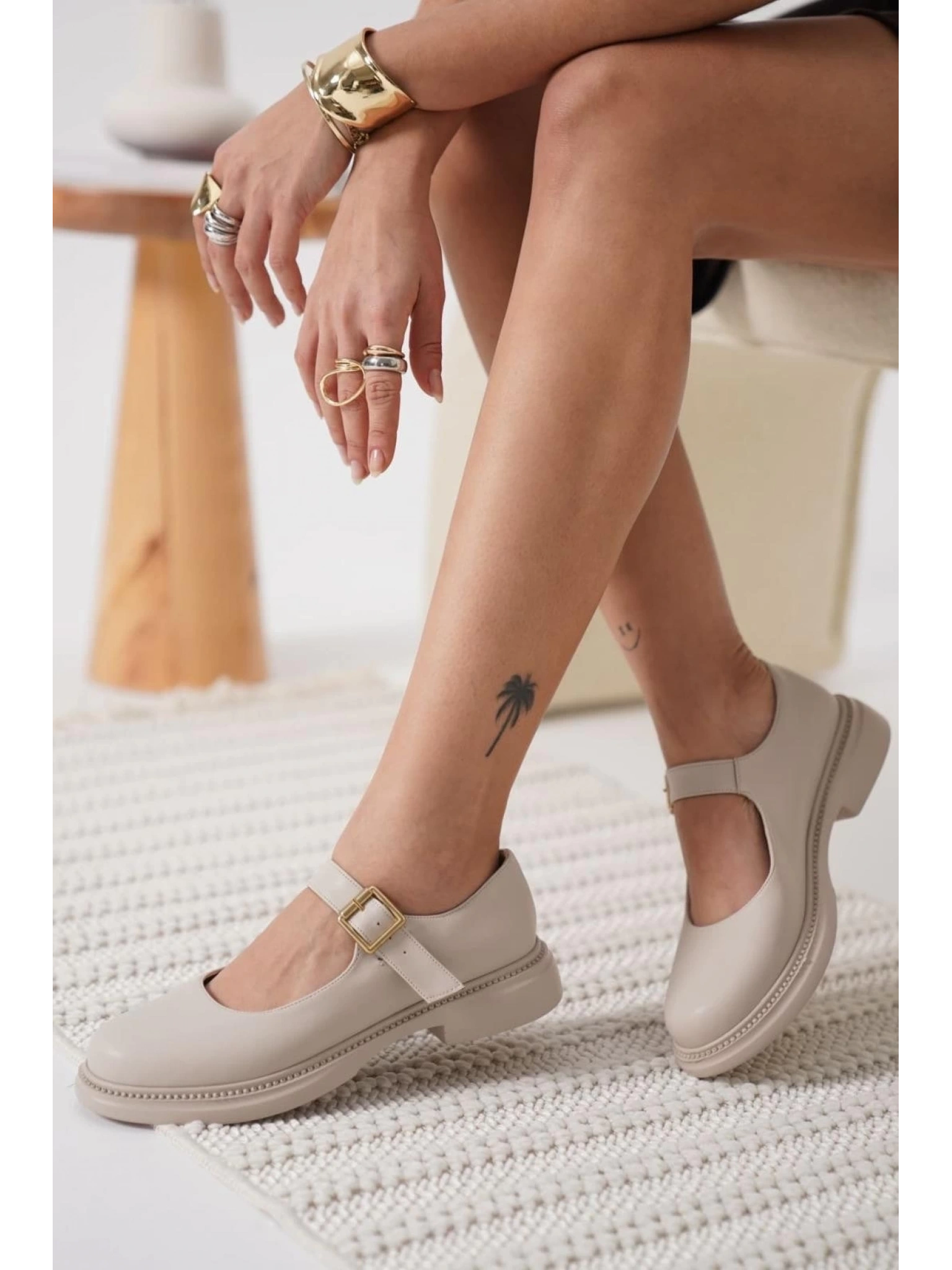 Yokox Bej Cilt Oxford Ayakkabı