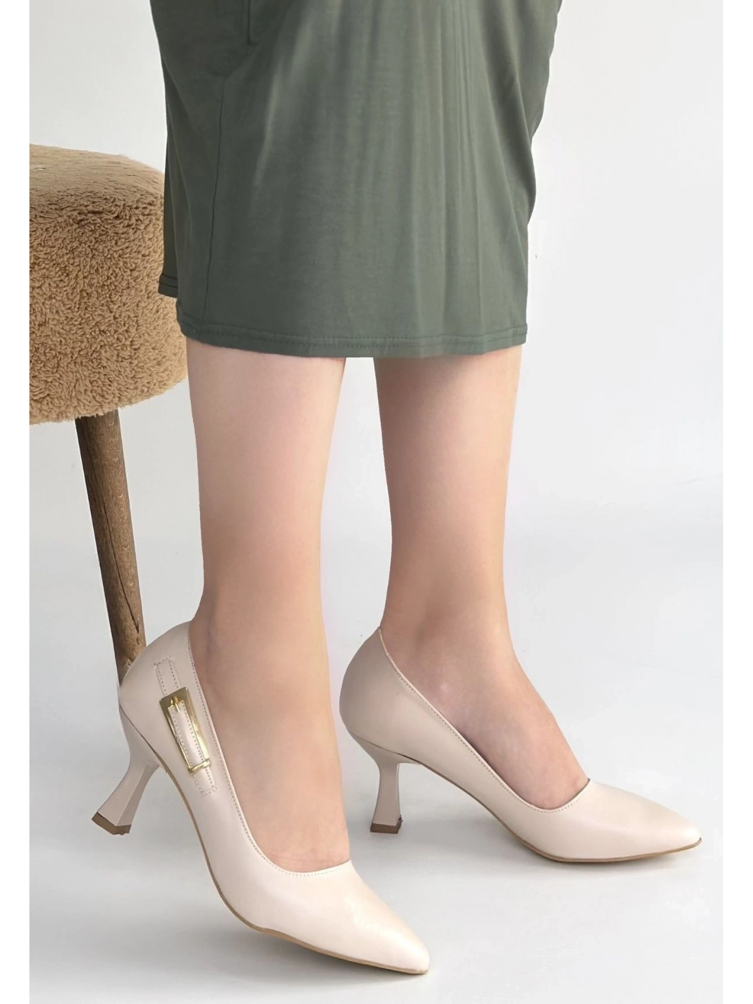 Yons Bej Cilt Topuklu Ayakkabı