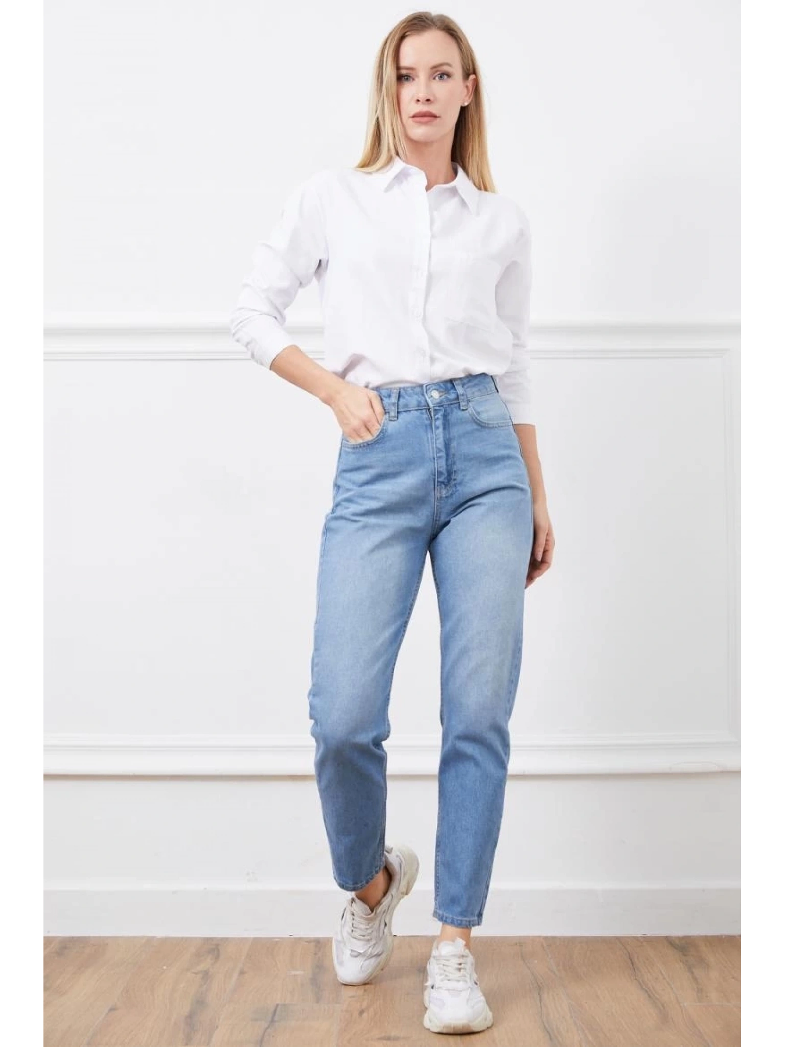 Yüksek bel mom jean pantolon