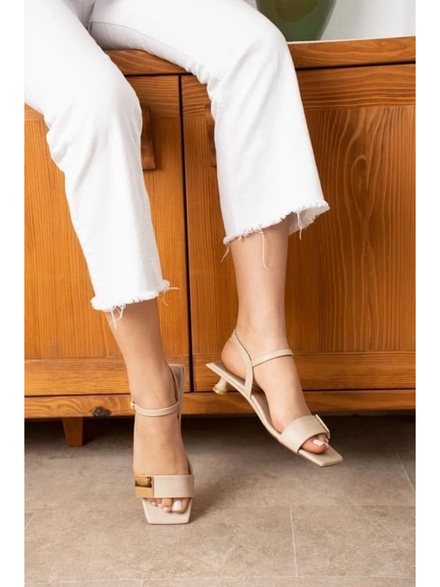 Zıan Bej Topuklu Ayakkabı