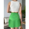 Altı pliseli mini etek yeşil s24705