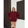 Astarlı yaka detaylı artos ceket bordo st2651019