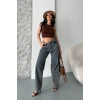 Baggy kar yıkama eskitme kahve jeans pantolon d2007