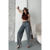 Baggy kar yıkama eskitme kahve jeans pantolon d2007