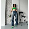 Baggy süper taş bıyık yıkama kahve tint jeans pantolon d2007