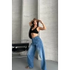 Baggy süper taş bıyık yıkama mavi jeans pantolon d2007