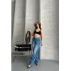 Baggy süper taş bıyık yıkama mavi jeans pantolon d2007