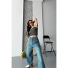 Baggy taş enzim bıyık yıkama jeans pantolon yeşil tint d2007